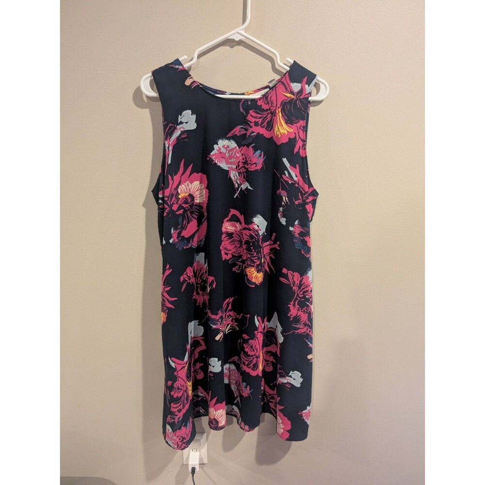 Halogen XL Dress Womens Blue Pink Floral Sleeveless Shift Summer Vacation Beach